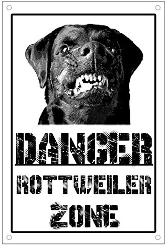 CARTELLO ATTENTI AL CANE - Danger ROTTWEILER zone - Con Adesivo in Vinile e Pannello in Forex (Adesivo)