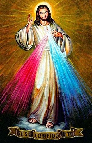 Bild auf gerollter Leinwand, Motiv Barmherzige Jesus anony, vertikaler Kunstdruck, Jesus, Barmherzig, Religion, Kunstdruck, 76 x 48 cm