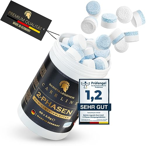 Barista Legends Care Line® 2 Phasen Reinigungstabletten Kaffeevollautomaten - 40 x 3,5g - Kaffeemaschinen & Siebträger Reiniger Tabs mit Clean Protect Formel - Kompatibel mit allen gängigen Marken