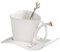 All-Pie 160ml Ceramic Coffee Cup and Saucer Set with Spoon Tea Mug Heart Shaped Special (White)