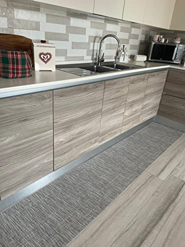 Falconieri Alfombra de vinilo para pasillo, varios modelos para la casa, la cocina o el salón, color liso, se vende por medio metro o a medida (gris)