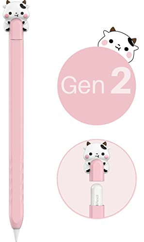 NIUTRENDZ Carino Mucca iPencil Custodia per Apple Pencil 2a Generazione & Apple Pencil PRO Custodia Protettiva in Silicone Protettiva Accessori per la Pelle (Apple Pencil 2a Generazione, Rosa)