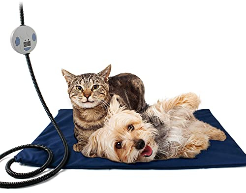 Namsan Coperta riscaldante per cani, 60 x 45 cm, per gatti, con termostato, per cuccia e gatti, per esterni, colore: blu