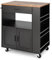 COSTWAY Kitchen Storage Trolley, Rolling Serving Island Cart with Towel Bar, 3 Spice Racks, Drawer, Open Shelf, 2-Door Cabinet & Lockable Wheels, 82x50x92cm Utility Organiser Cabinet (Black Body)