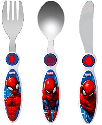 Spiderman Ensemble de couverts 3 pièces pour enfants – couteau/fourchette/cuillère
