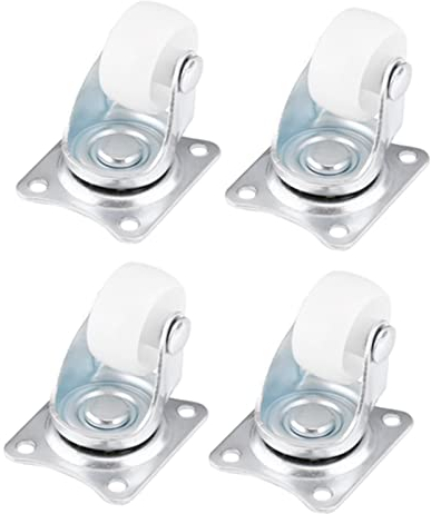 4 Universal-Lenkrollen, 1 Kleines Rad für Tor 2,5 Cm Durchmesser. Weiße Polypropylen-Lenkrad-Oberplatte, Ersatz-Bockrollen