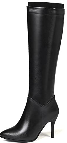 Lroey Reoly Stivali Alti da Donna con Tacco a Spillo, Stivali da Vestito Tacco Alto Appuntito Boots Zip 081 Nero/Rl Numero 36 EU