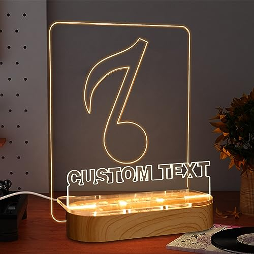 YuanDian Personalisierbarer Schallplattenständer, Schallplattenständer aus Holz, Acryl-Halter für Vinyl-Album-Display und Aufbewahrung mit warmweißen Lichtern, LED-Display-Aufbewahrungsbox