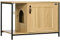 PawHut Maison de Toilette pour Chat Meuble Cache litière pour Chat Style Industriel Porte entrée latérale Boule Suspendue châssis Acier Aspect Bois Clair