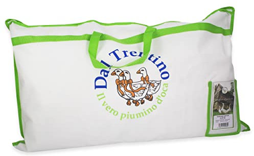Tata Home Guanciale Cuscino da Letto in Vera Piuma D'Oca dal Trentino Dimensioni 50X80 cm altezza 15 cm