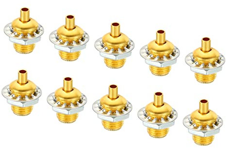 PATIKIL M10*1 Thread Cable Glands Cord Grip, 10 Pcs Steel Cable Grip Wire Clamp Wire Lock with Nut Toothed Washer for Lighting Pendant Lamp, Golden