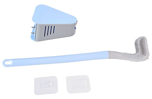 Pilipane Golf Silikon Toilettenbürste, rutschfest Langstielige toilettenbürste mit Halter, 360° Rundumreinigung klobürste, Haushalt Wandmontierte Toilettenbürste (Blau)