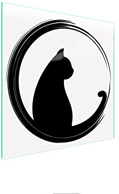 DarHuas Herdabdeckplatte 50x52 cm 1-teilig Ceranfeldabdeckung Induktion Herdschutz Spritzschutz Glasplatte Deko Schneidebrett, Katze Stück