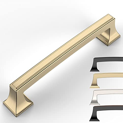 9BUILD 10 Pack Gold Zinc Cabinet Handles 128MM Hole Center Kitchen Cupboard Handles