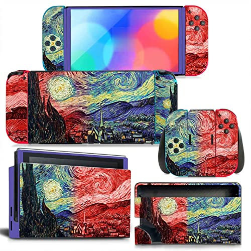 RESKIO Adesivo per Switch OLED Skin Sticker Decal Cover per Switch OLED Console Skin Dock Joy con Wrap Full Wrap Skin per NS OLED Vinyl 27987 Adesivo Presa