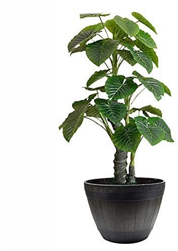 Kunstharz-Blumentopf Imitation Weinfass Grünpflanze Blumenpflanzung Großer Blumentopf Verdickt Sukkulente Großes Kaliber Schwarzes Becken Haus Balkon Garten Pflanzer Barrel Decor (Size : 51cm)