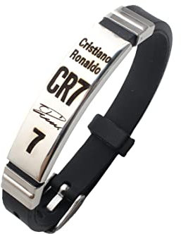 GAUEIOUR CR7 Bracelet en forme d'étoile de football personnalisable en acier inoxydable et silicone