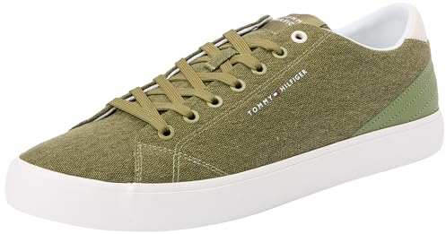 Tommy Hilfiger Herren Canvas Sneaker Low Summer Sneaker, Grün (Mash Green), 40