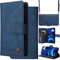 Ammeer Coque Wallet pour Xiaomi Redmi Note 9 Pro/Note 9S, Zipper Magnétique Flip PU Cuir Housse Étui Fermeture Eclair Cover Case Portefeuille Dragonne Bandoulière - Bleu