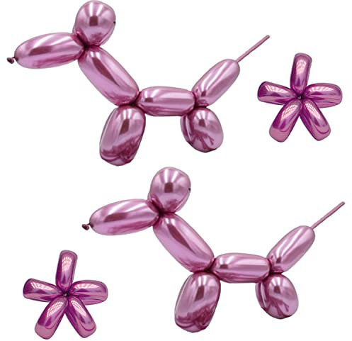 Palloncini modellabili metallizzati rosa caldo 260Q lunghi palloncini cromati a forma di animali per compleanni, baby shower, matrimoni, carnevale, feste, confezione da 25