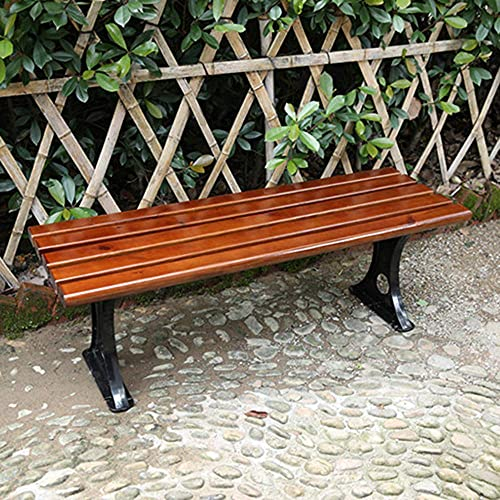 Gartenbank Massivholzbank, Rote Bank ohne Rückenlehne, Wetterfeste und korrosionsbeständige Parkbank für Sitzplätze im Freien, Metallfüße können am Boden befestigt Werden (150 cm g