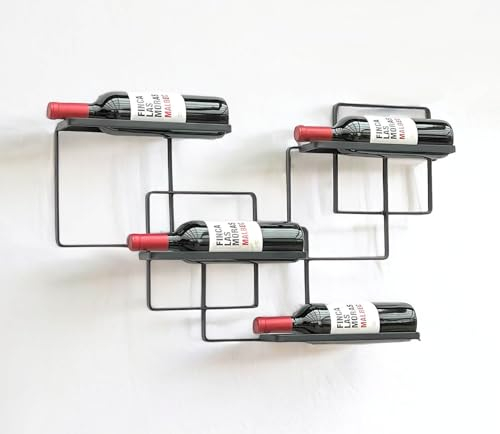 DanDiBo Étagère à vin murale en métal noir - Porte-bouteilles pour 4 bouteilles - Design moderne