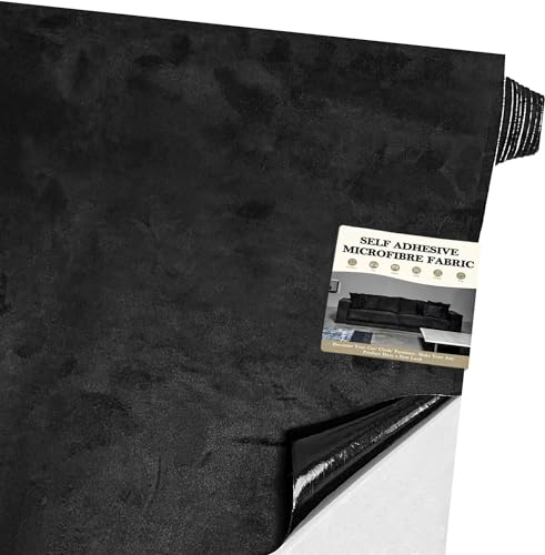 Mikrofaserstoff Selbstklebend für Cockpit,Schwarz Wildleder Optik Kunstleder,Kunstleder Wildleder Optik Stretch Dehnbar Stoff Velours (Schwarz, 300 * 100cm)