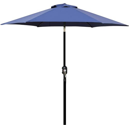SOYDAN 270cm-Terrassenschirm mit Neigungsverstellung und Kurbellift, UV-Schutz Wasserdicht Runder Outdoor-Sonnenschirm - Schwarzer Stahlrahmen und Polyestergewebe