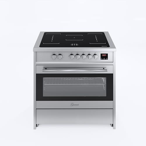 GURARI Cuisinière à induction avec four électrique 90 cm GCH E 913 X en acier inoxydable Range Coocker avec 5 zones à induction (2 Flex Zone)
