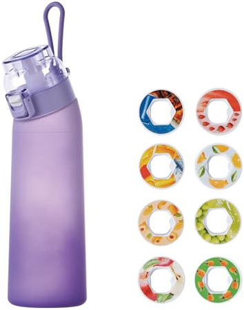 Generico Air Bottiglia d'acqua con 8 Cialde Aromatiche, 700ML Senza BPA Borracce Tritan Cialde Aromi Frutta Profumate Borraccia Prova di Perdite 0 Calorie Tazza d'acqua con Cannuccia per Sport (6)