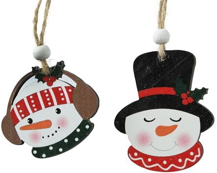Kaemingk Adornos para árbol de Navidad de madera, 10 cm, juego de 8 figuras para colgar, colgante para árbol de Navidad y decoración para árbol de Navidad, figura de invierno, diseño de muñeco de