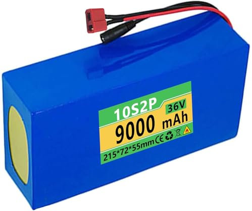 36V 9Ah Batteries pour Vélo,10S2P Batterie De E-Bike Grande Capacité Batterie Batterie Au Lithium, Batterie Haute Puissance pour 200W 350W 400W 500W 800W Moteu avec Chargeur 36V9AH,T