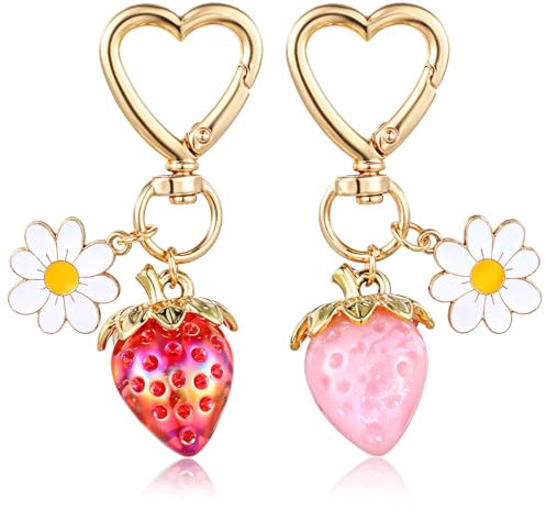 2 Stk Erdbeer Schlüsselanhänger, Süßer Erdbeer Schlüsselanhänger, Erdbeer Accessoires, Geldbeutel Anhänger Für Handtaschen Damen