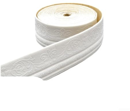 Adesivi da parete impermeabili per battiscopa, 10 m x 10 cm, modanatura per battiscopa, modanatura da parete, in schiuma di cotone, decorativo, per camera da letto, garage, pareti (bianco)
