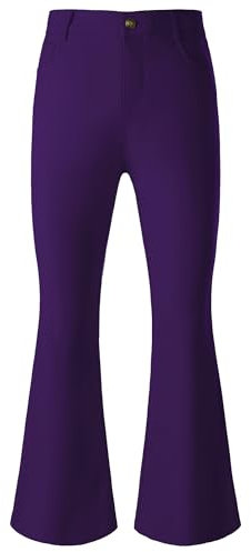 JOGAL Pantaloni a zampa, da uomo, anni '70, per carnevale, discoteca, pantaloni svasati, viola profondo, M