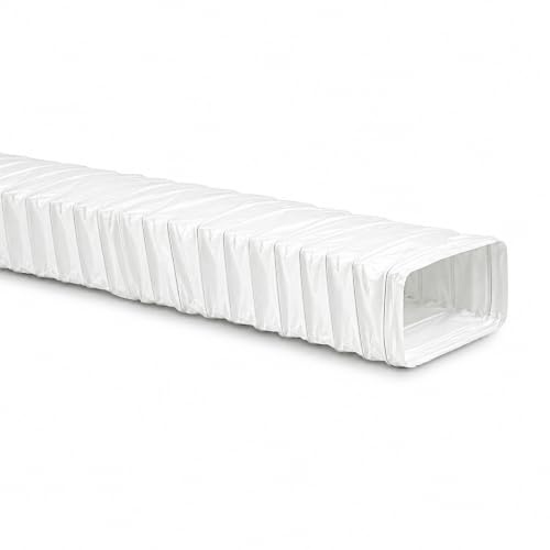Whisper - Flexibler PVC Schlauch - Rechteckig 112 x 57mm - Weiß - Ideal für Lüftungssysteme und Dunstabzugshauben - Länge 3 Meter