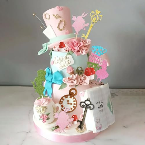 LaVenty Alice in Onederland Kuchendekoration, Partyzubehör, Gastgeschenke | Bunny Birthday Cake Decoration Cake Topper Birthday Baby Shower Decoration