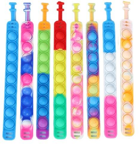 AFCJLTO 8 Stück Pop Armband, Pop Push It, Pop Bubble Fidget Armband Spielzeug, Armband Kinder Set, Fidget Toys Set, Geschenke für Kinder Jungen Mädchen Stressabbau & Anti-Angst
