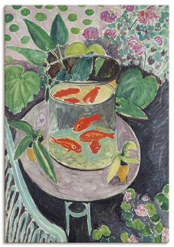 ARTLAND Wanddeko Leinwand Bilder Wandbild Gemälde Stillleben Die Goldfische Klassische Moderne Henri Matisse U5LR