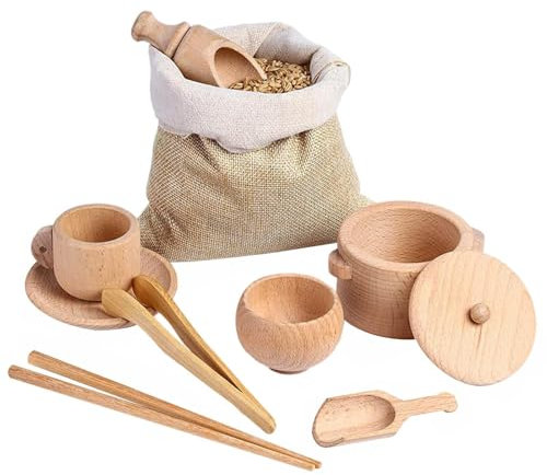 Sensory Toys Sensory Bin Tools, Toddler montessory Toys, Set Of 8 Wooden Scoops And Wooden Tongs, Motor Skills Development Scoop For 3+ Preschool Learning Toys Sensory Bin Filler