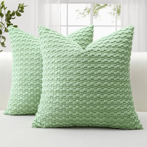 JOTOM 2er Set Cord Kissenbezüge, 3D Bubble Texture Boho Zierkissenbezug Dekorative Sofakissen Dekokissen Kordsamt Kissenbezug Deko Kissenhülle für Couch Sofa Wohnzimmer (40x40cm, Sage Grün)