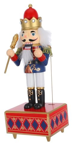 Cabilock Christmas Nutcracker Music Box Adornment Hand Painted Nutcracker for Home Garden and Office for Housewarming Celebrations