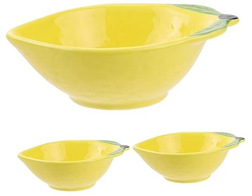 Alipis 3Pièces Lot de Petits Bols Céramique Décoratifs Forme de Citron pour Sauces Fruits Secs Accessoire de Table Élégant Fonctionnel