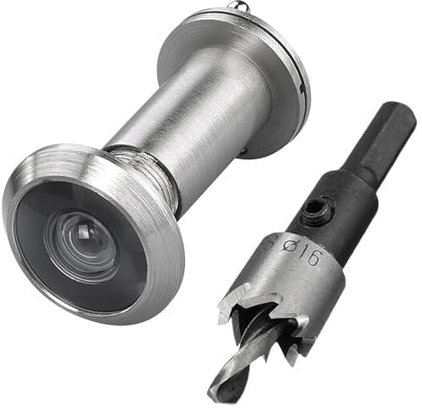 Asyduey 220-Degree Solid Brass Peep Holes for Door with 16mm Drill Bit, 0.63 Inch Door Peephole with Privacy, Easy to Use B