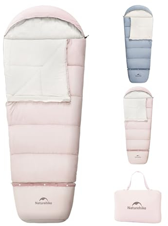 Naturehike Kinder Schlafsack Outdoor 3-Jahreszeiten Warm | Verlängerbare Naht & 190x75 cm, Ideal für Camping Wandern Reisen, 300 g/m² Füllung Geeignet für Temperaturen Zwischen 0~10 °C