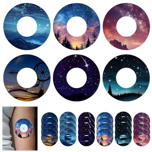 Libre 2 Sensor Covers, 24 Pcs Waterproof Adhesive Patches - Blood Sugar Monitor Plasters for Swimming Sports and Showering, Sweatproof Sensor Sticker (Multicolour)-D15