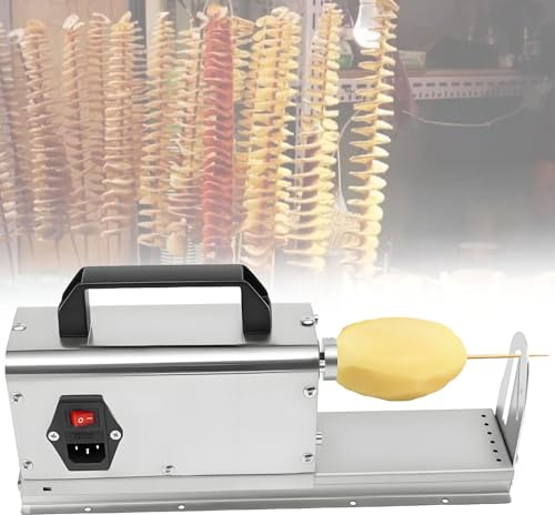 GLBMXDD Professioneller elektrischer Kartoffelspiralschneider, Edelstahl 3-in-1-Elektro-Kartoffeldreher - 40W 200RPM Tornadoschneider, Dicker Spiralschneider mit Griff für Curly Fries und Twists