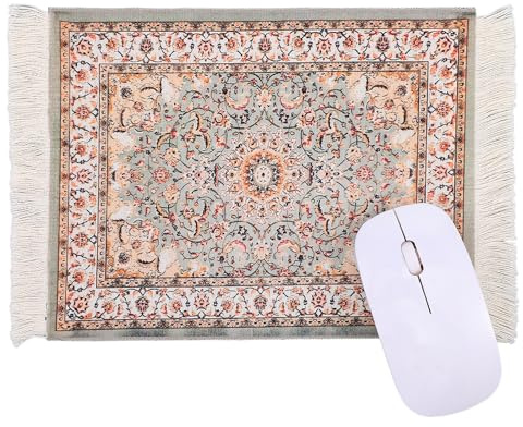 LLOUSSAK Persian Rug Mouse Pad - Vintage Bohemian Carpet Style Desk Mat with Fringed Edges, Non-Slip Rubber Base, Aesthetic Table Decor for Home & Office