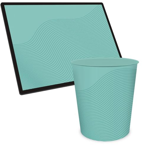 itenga Business Office Serie Schreibtisch-Set 2-teilig – Schreibunterlage 40x53cm und Papierkorb 15L (türkis)