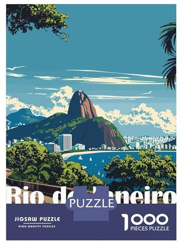 Rio De Janeiro Landscape 1000 Piece Jigsaw Puzzle, Old Europe Travel Artwork, 1000 Pieces for Adults, Travel Gift for Families, Relaxing Challenge, 70x50cm/1000pcs
